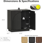 win2win Fluted Sideboard Buffet Cabinet with Storage, 31.5" Modern Accent Cabinet with Double-Layered Arch Doors, Small Wood Console Credenza for Living Room, Dining Room, Entryway, Hallway, Black