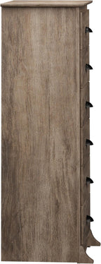 Prepac Salt Spring Rustic 6-Drawer Tall Dresser for Bedroom, Farmhouse Dresser Chest of Drawers 19" D x 23.25" W x 52.75" H, Drifted Gray, DDC-2354