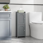 Bathroom Storage Cabinet, Corner Floor Cabinet with 2 Doors and Adjustable Shelf, Narrow Toilet Paper Cabinets, Bathroom Organizer for Small Spaces, 7.9" D x 9.8" W x 29.5" H Gray