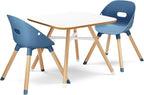 Lalo The Play Kit - Kids Table & Chairs Set with Sustainably Sourced Wood Table & 2 Non-Toxic Bucket Seat Chairs - Safe & Comfortable - Coconut/Blueberry