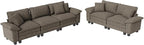 L-Shaped Cloud Modular Sofa Set, Deep Seat 2-Piece 5-Seater Sectional Couch & Removable Arms, Plush Chenille for Living Room - Smoky Gray