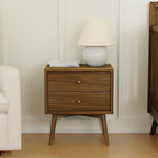 Babyletto Palma 2-Drawer Assembled Nightstand in Natural Walnut, GREENGUARD Gold Certified, Mid-Century Modern Design