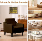 Accent Chair for Living Room, Modern Velvet Living Room Chairs with Wide Backrest, Upholstered Comfy Chair with Cushion, Oversized Sofa Chairs with Wood Legs, Single Armchairs, Brown