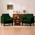 Accent Chairs Set of 2 for Living Room, Modern Velvet Living Room Chairs with Wide Backrest, Upholstered Comfy Chair with Cushion, Oversized Sofa Chair with Wood, Single Armchair, Green