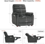 MCombo Power Zero Wall Hugger Recliner Chair for Small Space RV Living Room, Power Recliner with Adjustable Headrest, USB & USB-C Charging Ports, Fabric ST257 (Dark Grey)
