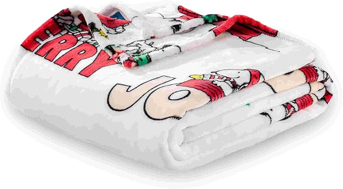 Berkshire Blanket Peanuts® VelvetLoft® Cute Character Snoopy Plush Blanket,Christmas Snowy Scene,Full/Queen 90 in x 90 in (Official Peanuts® Product)