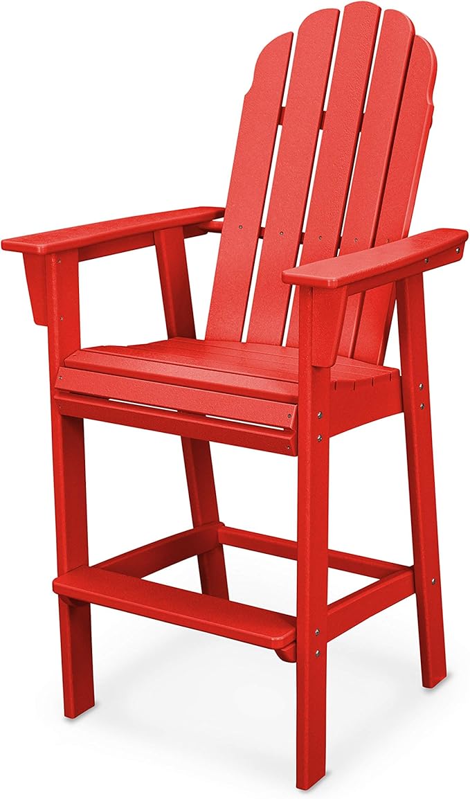 POLYWOOD® Vineyard Curveback Adirondack Bar Chair in Sunset Red