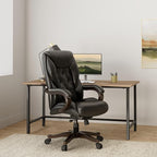 NBF Kingston Standard Executive Office Chair Desk Chair - Ergonomic Chairs with Adjustable Gas Lift and Tilt - Modern Office Chair with Dual Wheel Casters - Faux Leather Chair (Black, Mahogany)