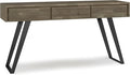 SIMPLIHOME Lowry SOLID ACACIA WOOD and Metal 60 Inch Wide Modern Industrial Console Sofa Table in Distressed Grey, For the Living Room Entryway and Bedroom
