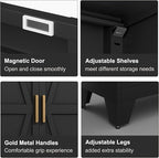 Large Metal Kitchen Pantry Storage Cabinet with Adjustable Shelves - Freestanding Kitchen Storage Cabinet for Dining Room,Livingroom Bathroom, Hallway, Workshop, Office (Black, 71"- 0 drawer)