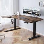 Radlove 59-Inch Large Electric Height Adjustable Computer L-Shaped Desk with Memory Controller Corner Standing Desk Modern Workstation with Splice Board Ergonomic Desk (Black Frame + Rustic Brown Top)