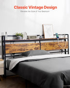 VEVOR Headboard for King Size Bed, Adjustable Height Headboard with Storage Shelf, King Size Freestanding Head Board with Outlets and USB Port for Different Bed Frames, Easy Assembly, Black and Brown