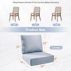 Luxury 6" Outdoor Cushions for Patio Furniture, 24x24x6" Thick Seat Cushion Set of 2, Fade Resistant Couch Chair Replacement Cushions High Density Wicker Chair Cushion w/ Removable Cover Baby Blue