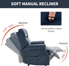 Manual Recliner Chair with Massage & Lumbar Heat, Breathable Leather Reclining Chair for Adults, Humanized Design Easy to Install Living Room Recliners Blue