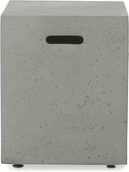Christopher Knight Home Cape Coral Outdoor Aluminum Chat Set with Fire Table, Khaki / Light Grey