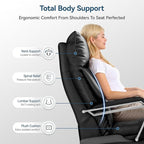M80A Dual Motor Electric Executive Office Chair with Footrest, Comfortable Reclining Office Chair Wide Seat, Big and Tall Ergonomic Leather Home Office Desk Chair (Black,No Massage)