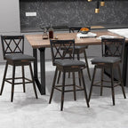 COSTWAY Bar Stool Set of 2, 360 ° Swivel Bar Height 29.5 inch Bar Stool with Foot Rest Upholstered Cushion & Ergonomic Backrest, Sturdy Frame, for Pub, Restaurant, Home (2, Black + Grey)