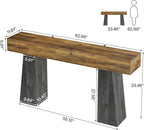 Tribesigns Farmhouse Entryway Table, 63-Inch Long Wooden Sofa Console Table, Rustic Console Behind Couch with Double Trapezoid Bases for Entrance Living Room Hallway