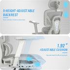 MOJAY High-Back Ergonomic Mesh Office Chair, Modern Executive Desk Chair with 6D Armrests Computer Task Chair (Grey Mesh 3-Zone Lumbar Support)