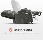 MCombo Oversized Dual Motor Power Lift Recliner Chair Sofa with Massage and Heat for Big Elderly People, Infinite Position, USB Ports, Fabric R7688 (Grey, Large-Oversize)