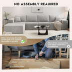 135.4" Cloud Sectional Couch with L-Shape Chaise,Modern Modular Sofa with Deep Seat, Upholstered Couches for Living Room Bedroom Apartments,No Assembly Required, (Grey,Left Facing Chaise)