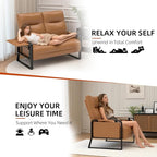 Modular Cloud Sectional Couches for Living Room, Faux Leather Loveseat & Accent Chairs Set of 2, Upholstered Sectional Sofa Set for Office, Brown