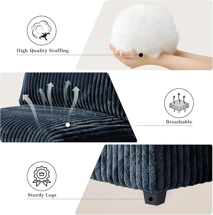 Modular Sectional Sofa, Convertible U Shaped Sofa with Chaise Ottoman, Deep Seat Cloud Sectional Couch, 6 Seat Comfy Modular Couch for Living Room, Office, Apartment, Black