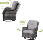 HUMMUH 8 Piece Patio Furniture PE Wikcer Outdoor Furniture Set with Sectional Sofa Swivel Patio Chairs Ottomans and Glass Coffee Table for Yard,Garden,Lawn