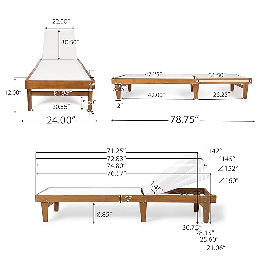 Christopher Knight Home Shiny Outdoor Wood Chaise Lounge (Set of 2), Teak Finish/White Mesh