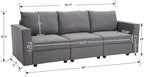 90 inch Cloud Modular Sectional Sofa, 3 Seater Linen Fabric Couch, Modern Convertible Comfortable Sofa Couch for Living Room/Apartment, Grey