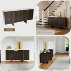 Sideboard Buffet Cabinet with Storage, Walnut Freestanding Floor Cabinet 64” Farmhouse Sideboard Wooden Large Storage Cabinet Media Console Table Credenza for Living Room Dining Room Hallway, Single