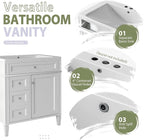 30" Bathroom Vanity with Matching Medicine Cabinet, Modern Sink Storage Cabinet with Drawers, Soft Closing Doors and Shelf, Bathroom Vanities with Sink & Mirror