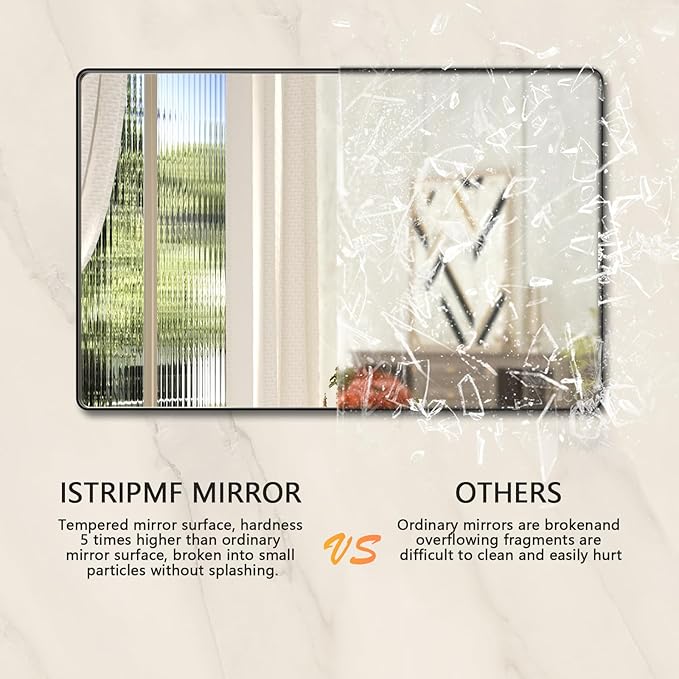 55x30 Inch Black Metal Framed Bathroom Mirror for Wall, Large Matte Black Bathroom Vanity Mirror,Rounded Rectangle Mirror,Anti-Rust,Tempered Glass (Horizontal/Vertical)