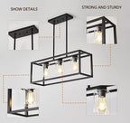 Farmhouse Dining Room Light Fixture Kitchen Island Pendant Lighting Rectangle Black Dining Room Lighting Fixture Modern Pendant Contemporary Chandeliers with Glass Shade Adjustable