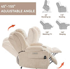 Power Lift Chair for Elderly, Electric Recliner Chair with 8-Point Vibration Massage and Lumbar Heating, Charging Ports, Cup Holders, Standing Assistance Reclining - Ivory White
