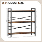 Book Shelf, 3 Tier Bookshelf 31.49" Width, Book Shelf Storage and Organization, Wooden and Metal Industrial Bookcase, Large Book Shelves for Home Living Room Bedroom Office Storage(Vintage)
