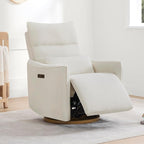 CHITA Swivel Rocker Recliner Chair, Power Nursery Glider Recliner, Nursery Rocking Chair with Adjustable Power Headrest, FSC Certified, Solid Wood Base, Cream