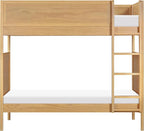 Babyletto Bondi Bunk Bed Twin Over Twin - GREENGUARD Gold Certified Heavy Duty Wood Bunkbeds w/Adjustable Ladder - Convertible to 2 Individual Beds for Kids - Trundle Sold Separately - Honey