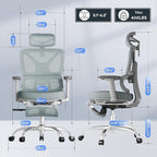 FLEXISPOT ErgoX Premium Ergonomic Office Chair with Footrest- Adjustable 3D Armrests, Dynamic Lumbar Support, Recline & Tilt Function, Mesh Seat, for Home & Office Use,Foam Blue