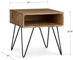SIMPLIHOME Hunter SOLID MANGO WOOD and Metal 22 inch Wide Square Industrial End Side Table in Natural for the Living Room and Bedroom