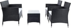 SAFAVIEH PAT7506A Collection Bandele Black and Beige 4-Piece Outdoor Living Patio Set