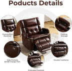 Dual Motor Power Lift Recliner Chair for Elderly with Massage and Heat, Oversized Lift Chair with Arm Storage, Lay Flat Lift Recliner for Adults, Big Tall, Infinite Position, Brown