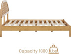 NTC Gem Wooden Bed Frame with Headboard, Solid Oak Foundation with Silent Slats and Wood Central Supports, 1000 Lb Capacity, Effortless Assembly, King - Rustic Oak