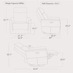 Watson & Whitely Genuine Leather Power Recliner Chairs W Power Headrest for Adults, Swivel Glider Recliner Chair W Charging Ports for Living Room, Light Grey