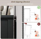 Black Dresser for Bedroom with Gold Handle Modern 7 Drawer Dresser, Wood Chest of Drawer Closet Clothes Storage Organizer for Living Room, Hallway, TV Stand, 55 Inch
