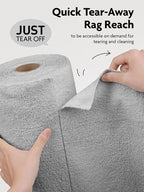 Fantasticlean Microfiber Cleaning Cloth Roll -90 Pack, Tear Away Microfiber Towels, 12" x 12", Reusable, Washable, Scratch Free, Ultra Absorbent Dishcloth for Car, Home Supplies, Pet, Kitchen (Grey)