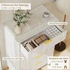 LYNSOM Fluted Dresser and Nightstand Sets 2 Piece, 1-Drawer Nightstands and 5-Drawers Dresser, Wood Bedroom Furniture Set for Home, Bedroom, Hallway, White