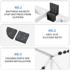 18 Inch King Size White Bed Frame, 3500Lbs Heavy Duty Metal Platform with Round Corner Legs Mattress Slide Stopper, Steel Slat Support No Box Spring Needed, Noise Free, Non-Slip, Easy Assembly
