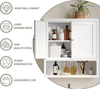 Metal Bathroom Storage Cabinet, Metal Storage Cabinet with 2 Adjustable Shelves & 2 Doors,Freestanding Sideboard for Small Spaces (White, Wall Cabinet-22.59" H)