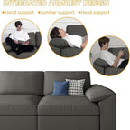 EASE MOOSE Modular Sectional Sofa, Oversized Faux Leather Sectional with Ottoman, Wide Deep Modular Couch, Scratch Resistant Faux Leather Material, U Shaped Couch for Big Spaces, Grey